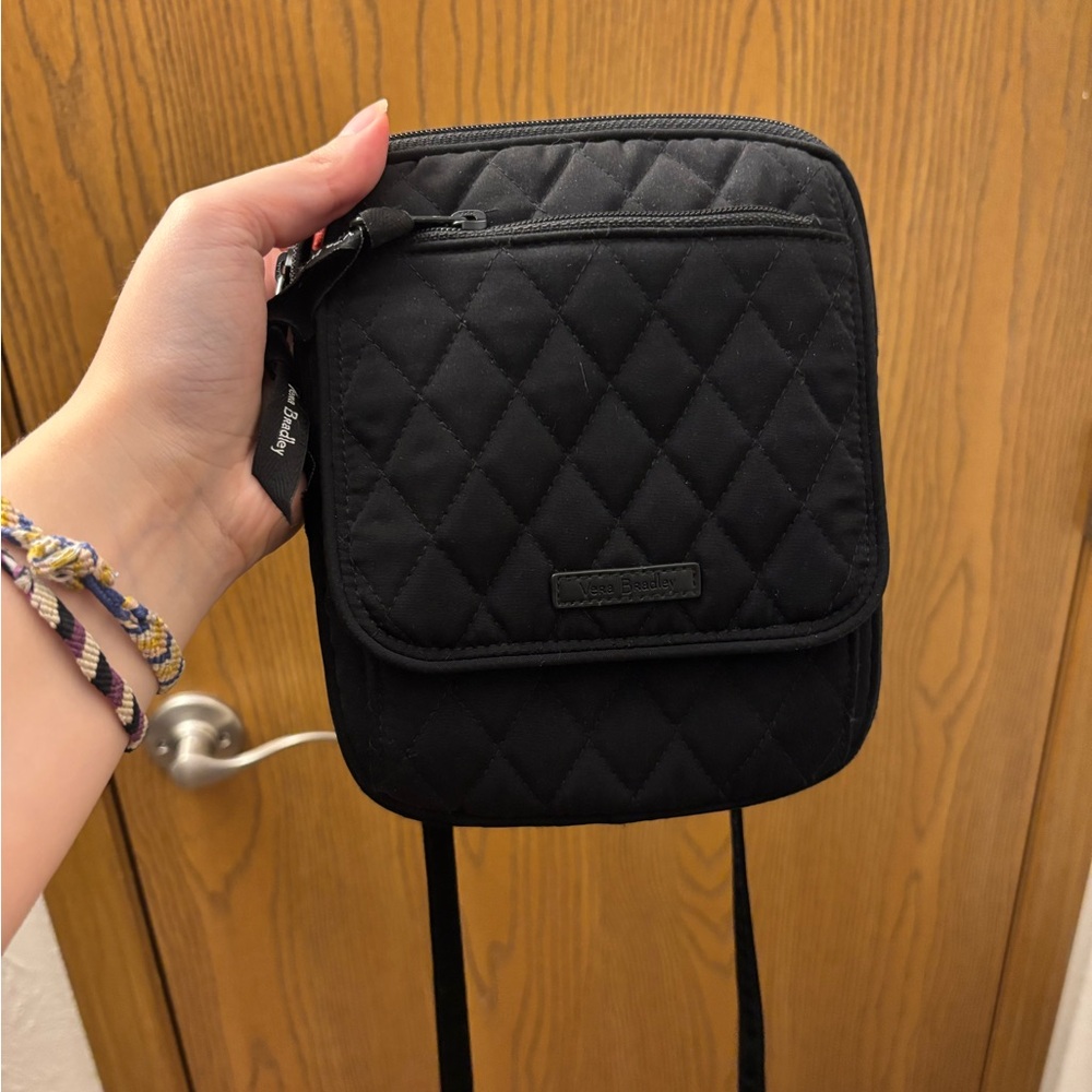 Vera Bradley Black Quilted Crossbody Bag – Rose Interior Lining